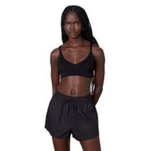 Nia Shirt Womens XS Black Ribbed Stretch Sweater Bralette Sports Bra Activewear